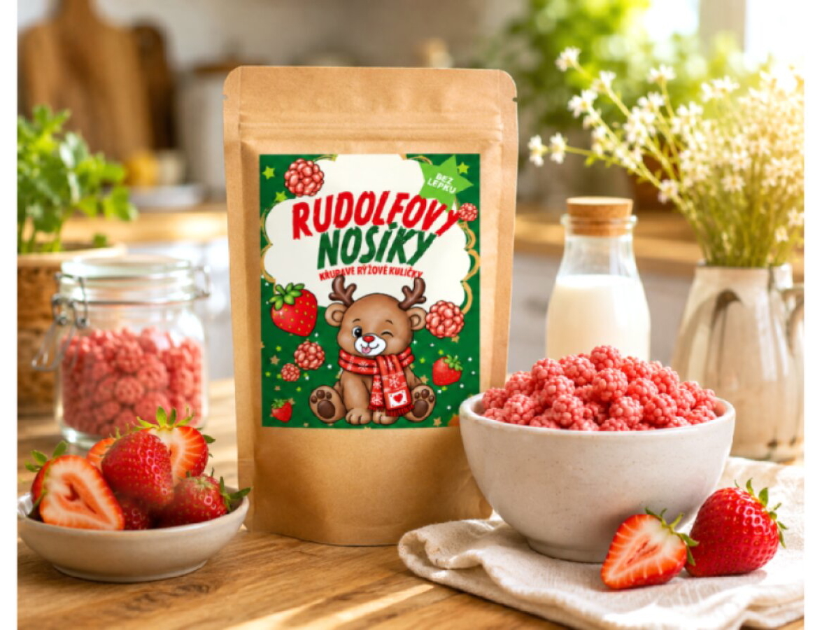 RUDOLFOVY NOSÍKY - JAHODOVÉ KULIČKY BEZ LEPKU