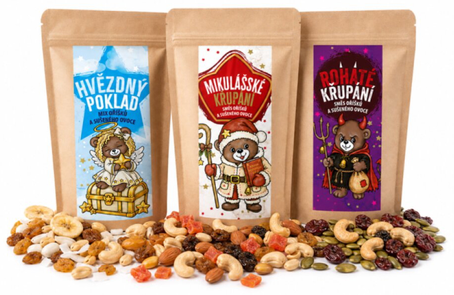 MIKULÁŠSKÝ BALÍČEK - OŘÍŠKOVÝ MIX, 3 KUSY