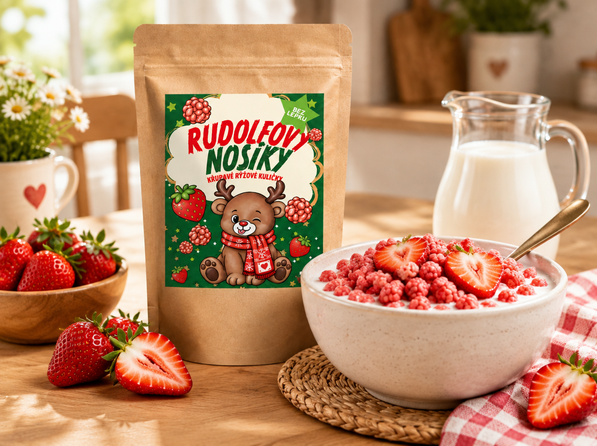 RUDOLFOVY NOSÍKY - JAHODOVÉ KULIČKY BEZ LEPKU