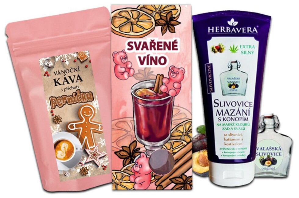 BALÍČEK SLIVOVICOVÉ MAZÁNÍ + SVAŘENÉ VÍNO + PERNÍČKOVÁ KÁVA
