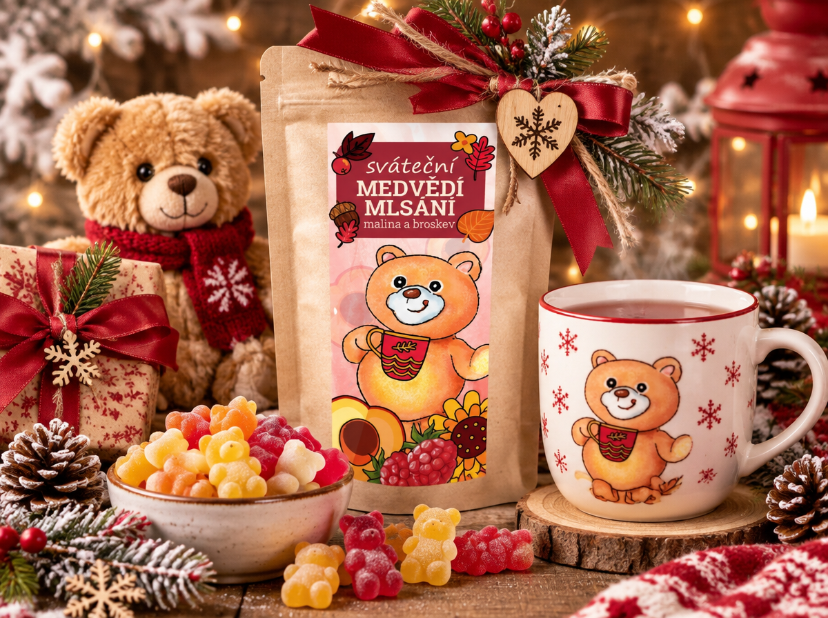 SVÁTEČNÍ MEDVĚDÍ MLSÁNÍ, mix čajoví medvídci, 250g