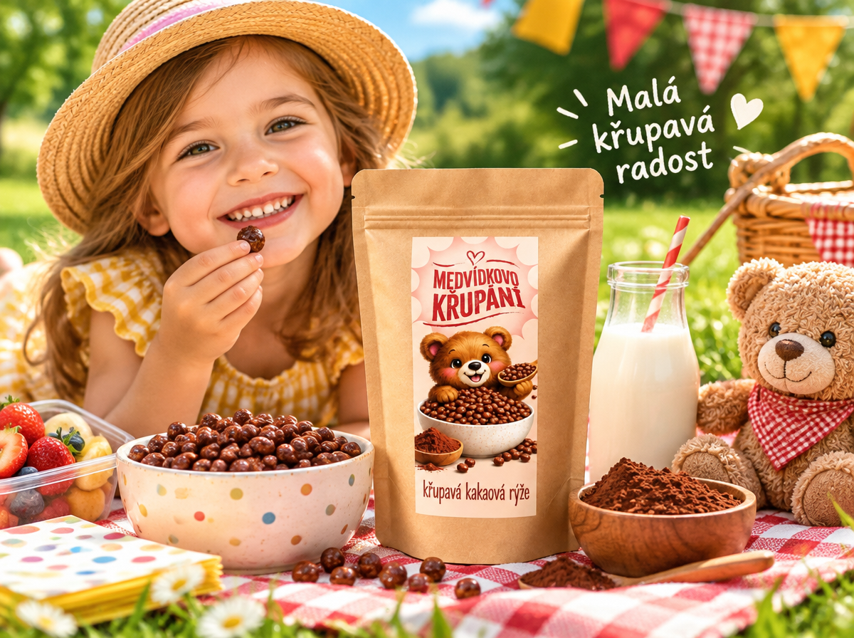 MEDVÍDKOVA KŘUPAVÁ RÝŽE S KAKAEM
