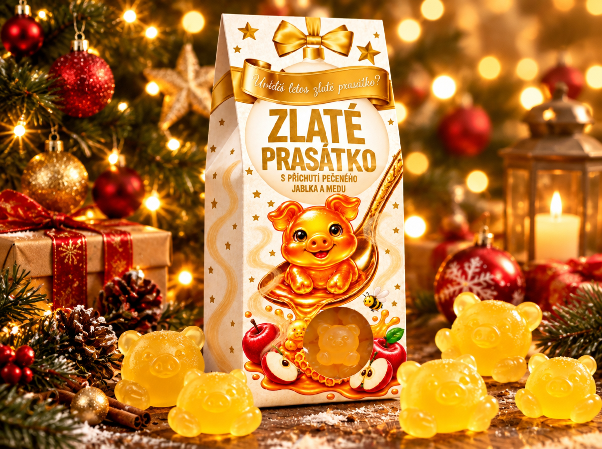 ZLATÉ PRASÁTKA S PŘÍCHUTÍ PEČENÉHO JABLKA A MEDU
