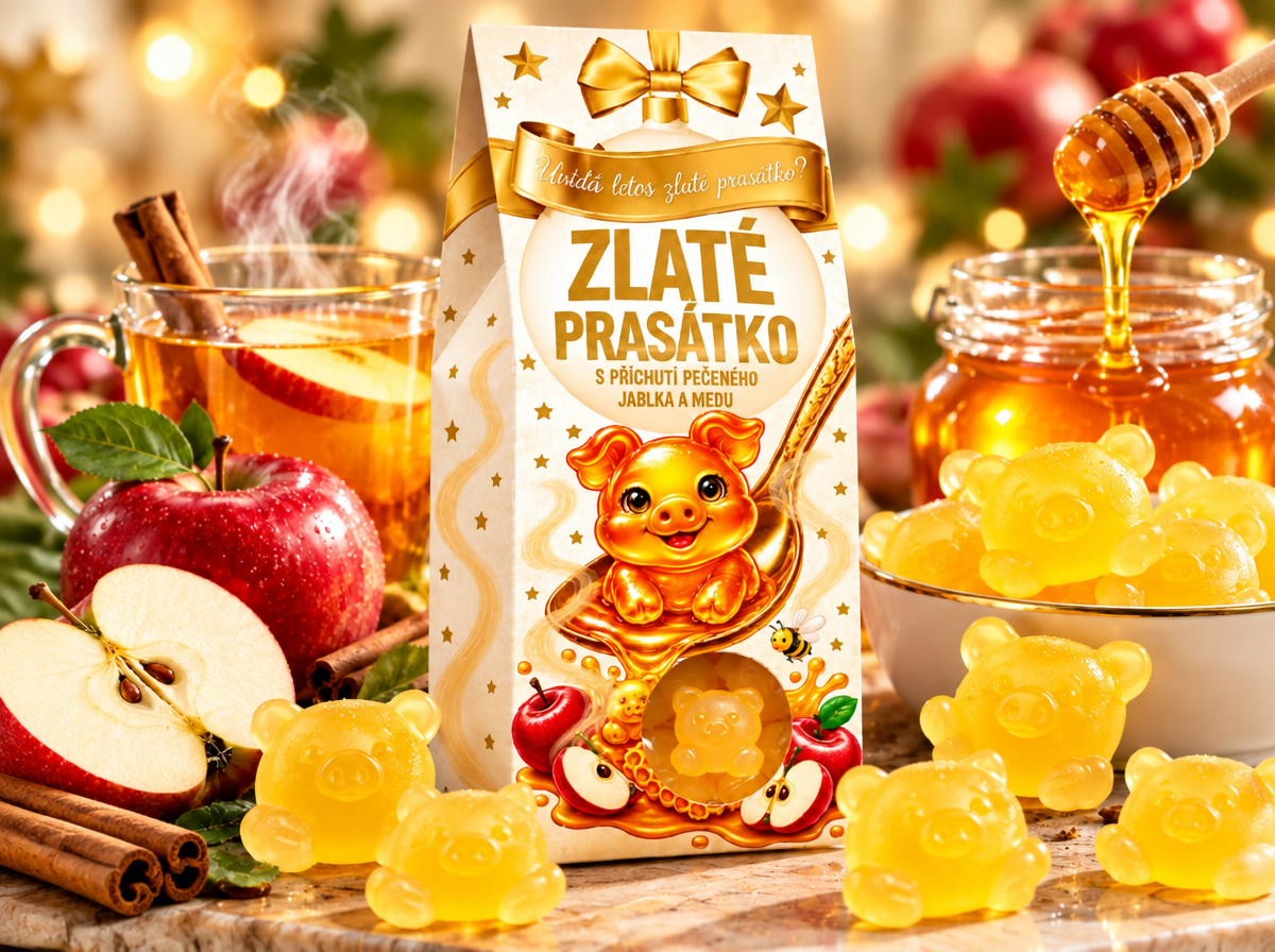 ZLATÉ PRASÁTKA S PŘÍCHUTÍ PEČENÉHO JABLKA A MEDU