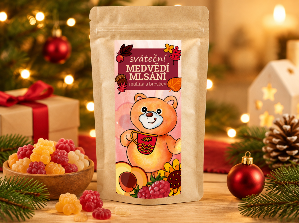 SVÁTEČNÍ MEDVĚDÍ MLSÁNÍ, mix čajoví medvídci, 250g