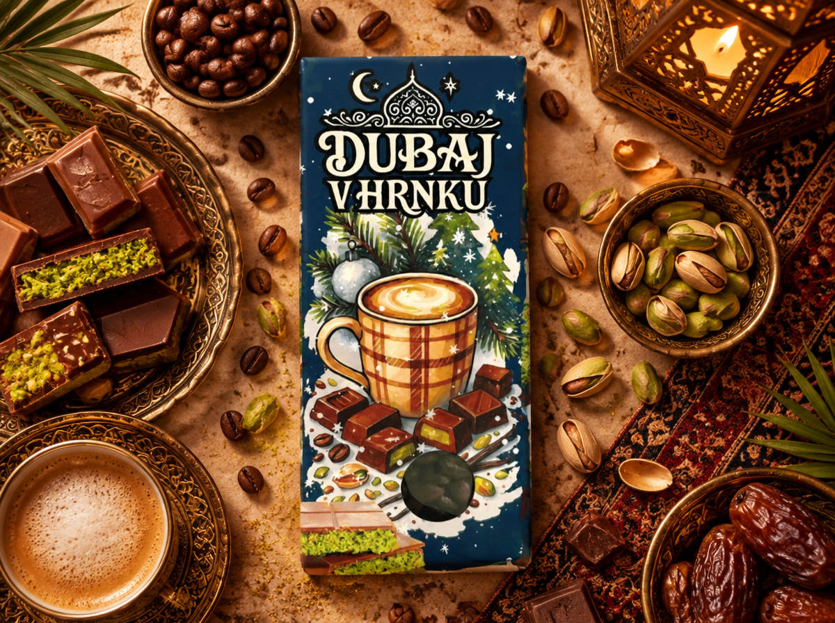 DUBAJ V HRNKU - ZRNKOVÁ KÁVA S PŘÍCHUTÍ DUBAJSKÉ ČOKOLÁDY