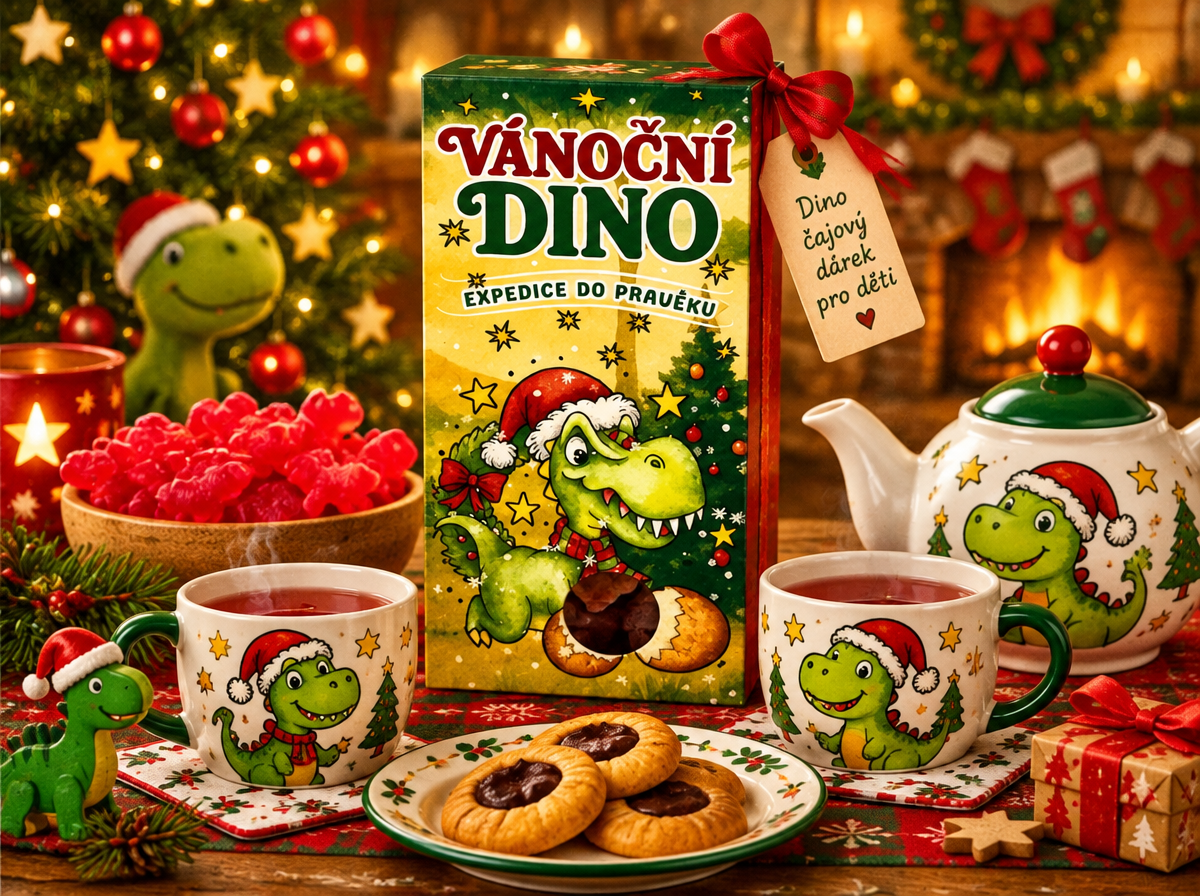 VÁNOČNÍ DINOSAUŘI S JAHODOVOU PŘÍCHUTÍ, 50g