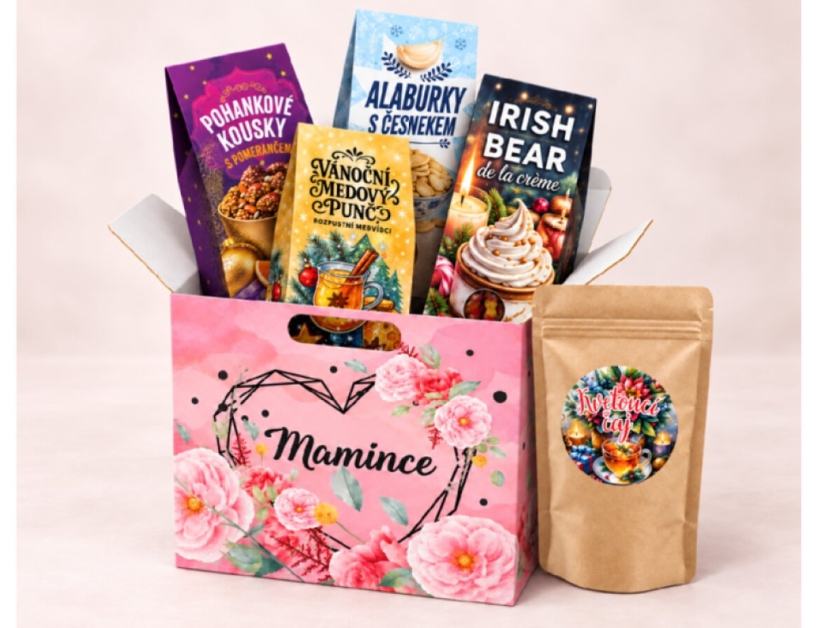 MAMINCE – VÁNOČNÍ DÁRKOVÝ BOX PLNÝ PŘEKVAPENÍ