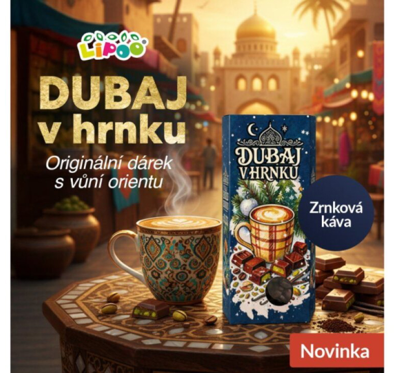 DUBAJ V HRNKU - ZRNKOVÁ KÁVA S PŘÍCHUTÍ DUBAJSKÉ ČOKOLÁDY