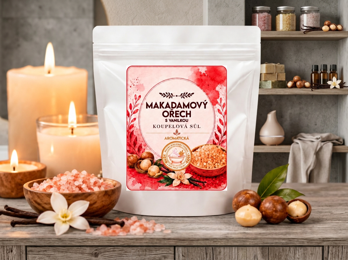 KOUPELOVÁ SŮL MAKADAMOVÝ OŘECH S VANILKOU