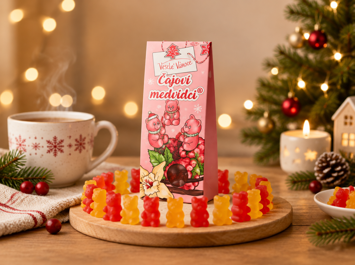 VÁNOČNÍ ČAJOVÍ MEDVÍDCI - MALINA S VANILKOU
