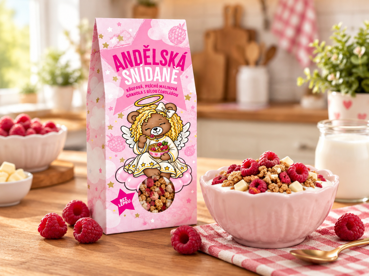 ANDĚLSKÁ SNÍDANĚ - MALINOVÁ GRANOLA