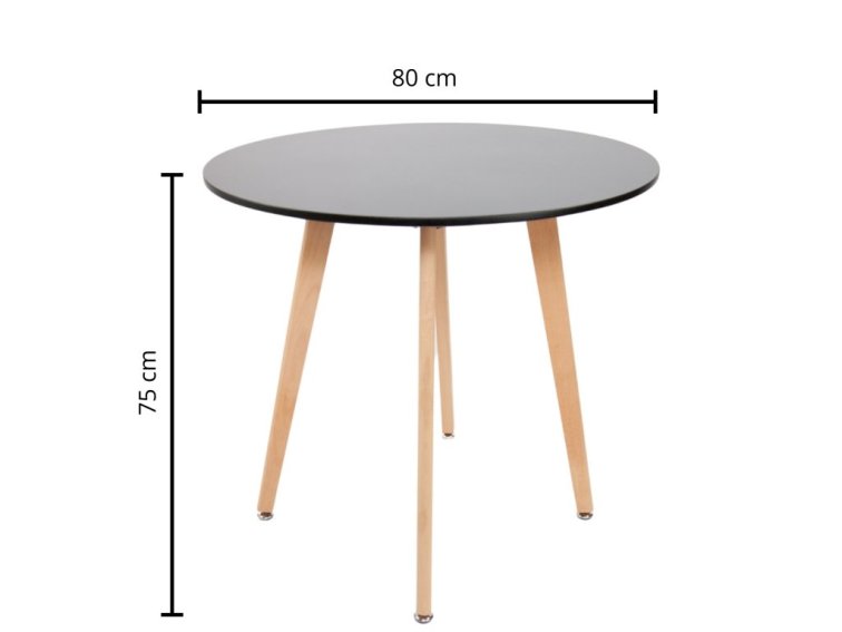 Kulatý jídelní stůl Eden Ø80 cm - Černý