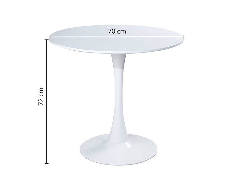 Kulatý jídelní stůl Beluga Ø70 - Bílý