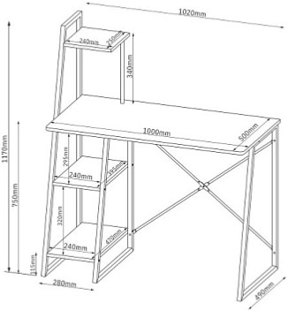 Psací stůl Messa - Dub sonoma/Bílý
