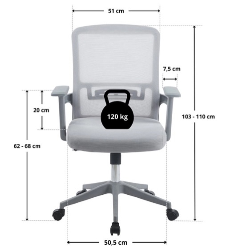 Kancelářská židle NEXA - šedá 2ks
