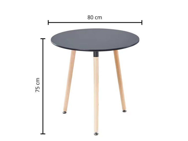 Kulatý jídelní stůl Pulse Ø80 - Černý