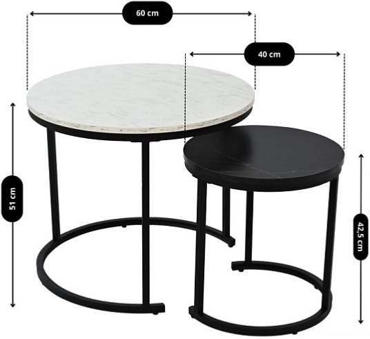 Konferenční stůl LUNO - set dvou kulatých stolků