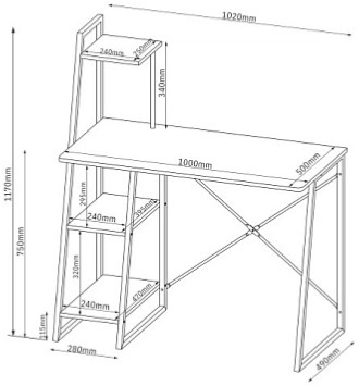 Psací stůl Messa - Tmavý dub/černý