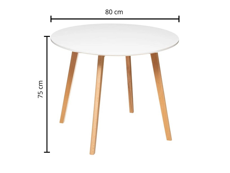 Kulatý jídelní stůl Eden Ø80 cm - Bílý