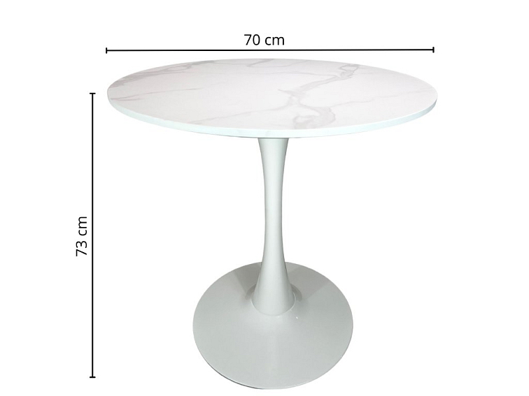 Kulatý jídelní stůl Beluga Ø70 - dekor Mramor