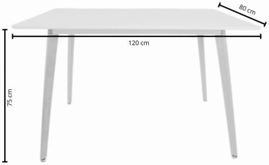Jídelní stůl Ember 120x80 cm - Bílý