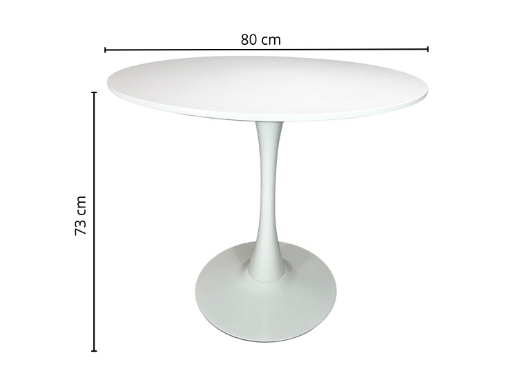 Kulatý jídelní stůl Beluga Ø80 - Bílý