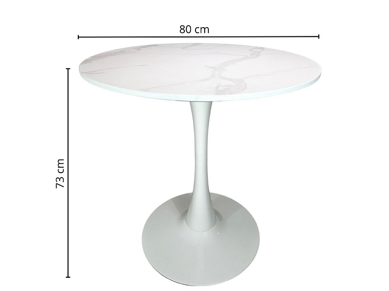 Kulatý jídelní stůl Beluga Ø80 - dekor Mramor