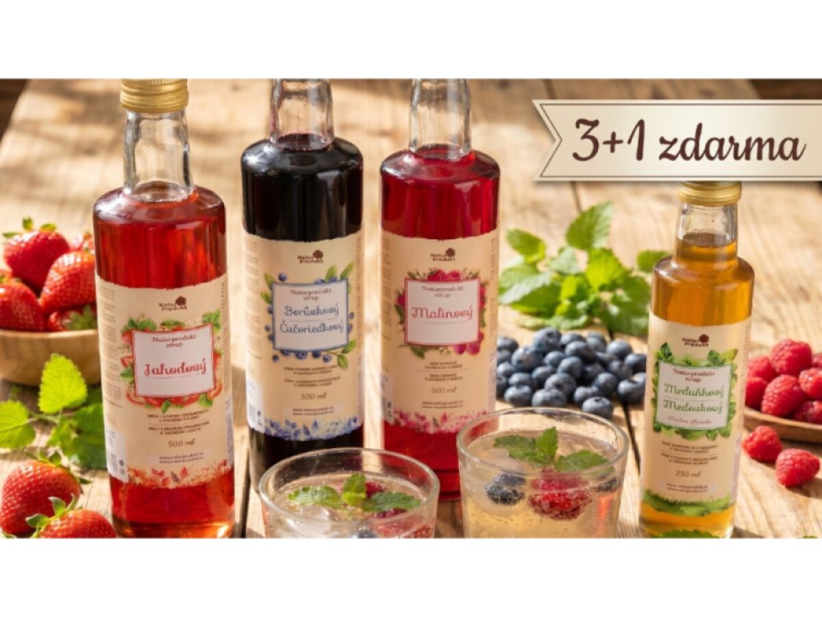 Výhodná sada tradičních sirupů pro letní limonády 3x500 ml + 1 x Meduňkový sirup 250 ml zdarma
