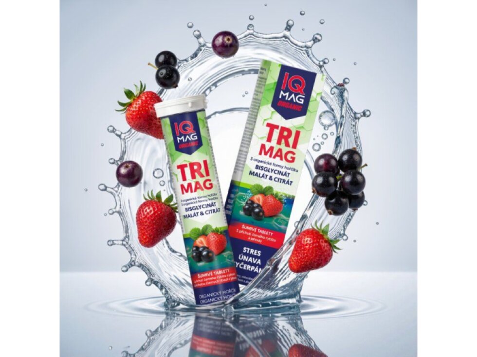 IQ Mag organic TRIMAG 3 hořčíky v jednom. černý rybíz jahody