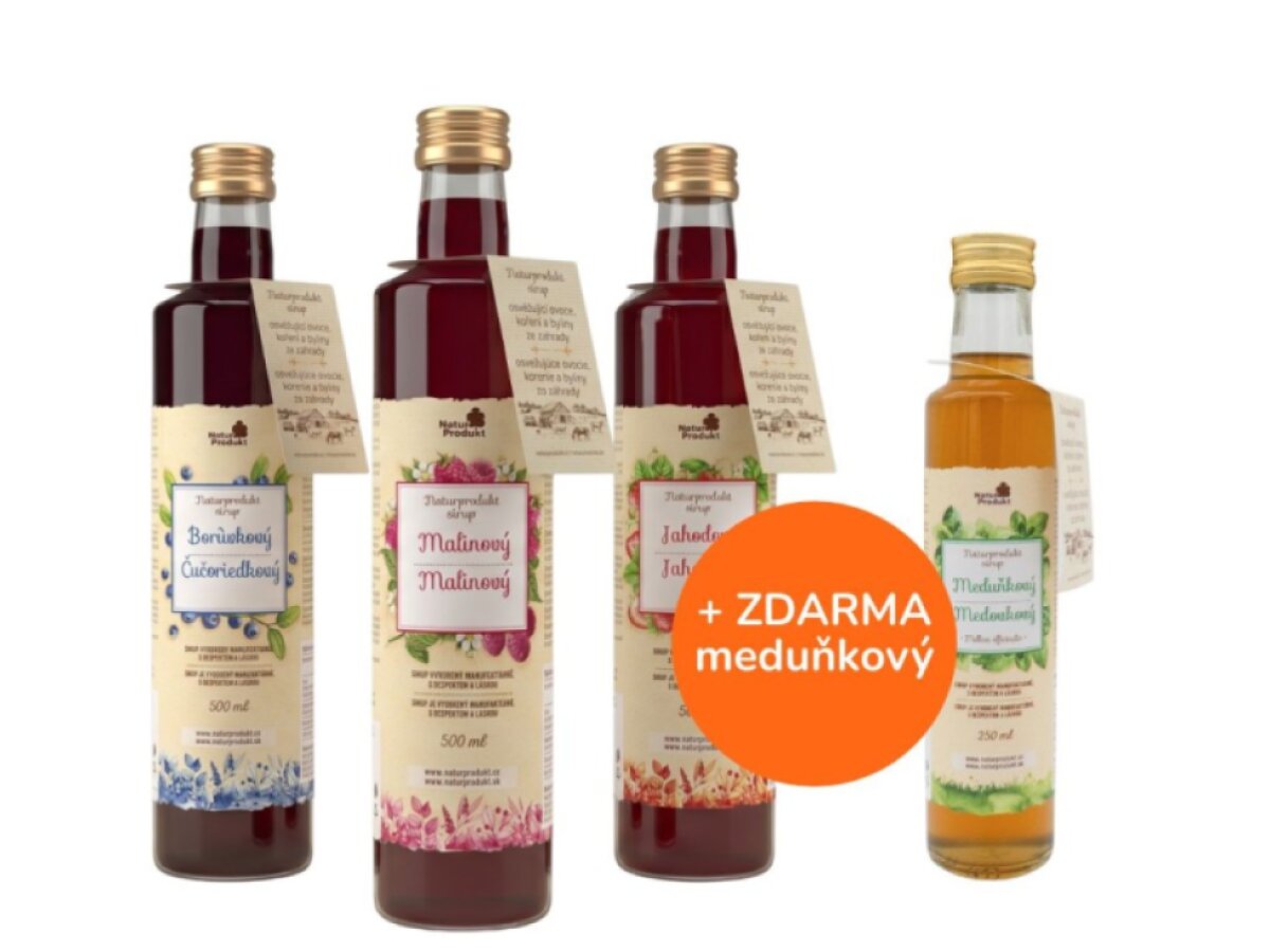 Výhodná sada tradičních sirupů pro letní limonády 3x500 ml + 1 x Meduňkový sirup 250 ml zdarma