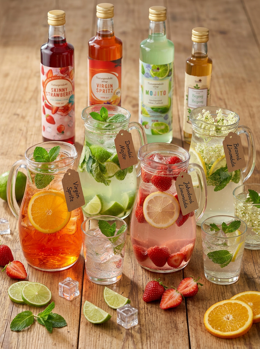 Výhodná sada vybraných koktejlových sirupů 3x500 ml + 1 x Bezový sirup 250 ml zdarma