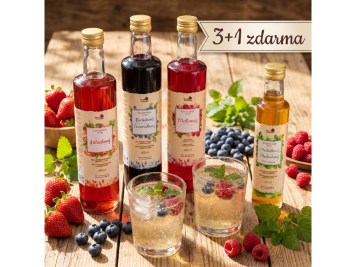Výhodná sada tradičních sirupů pro letní limonády 3x500 ml + 1 x Meduňkový sirup 250 ml zdarma