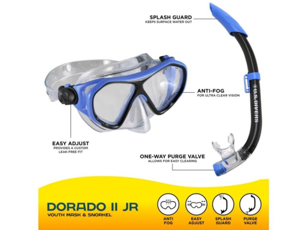 Dětský šnorchlovací set U.S. DIVERS COMBO DORADO JR., modrá/černá