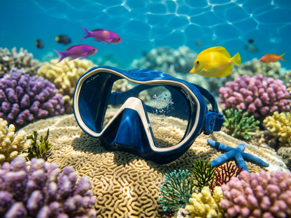 Aqualung PLAZMA potápěčská maska - Ultra Clear Lens - modrá/béžová