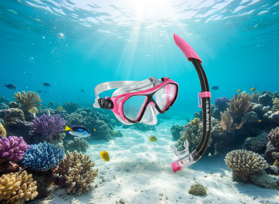 Dětský šnorchlovací set U.S. DIVERS COMBO DORADO JR., růžová/černá