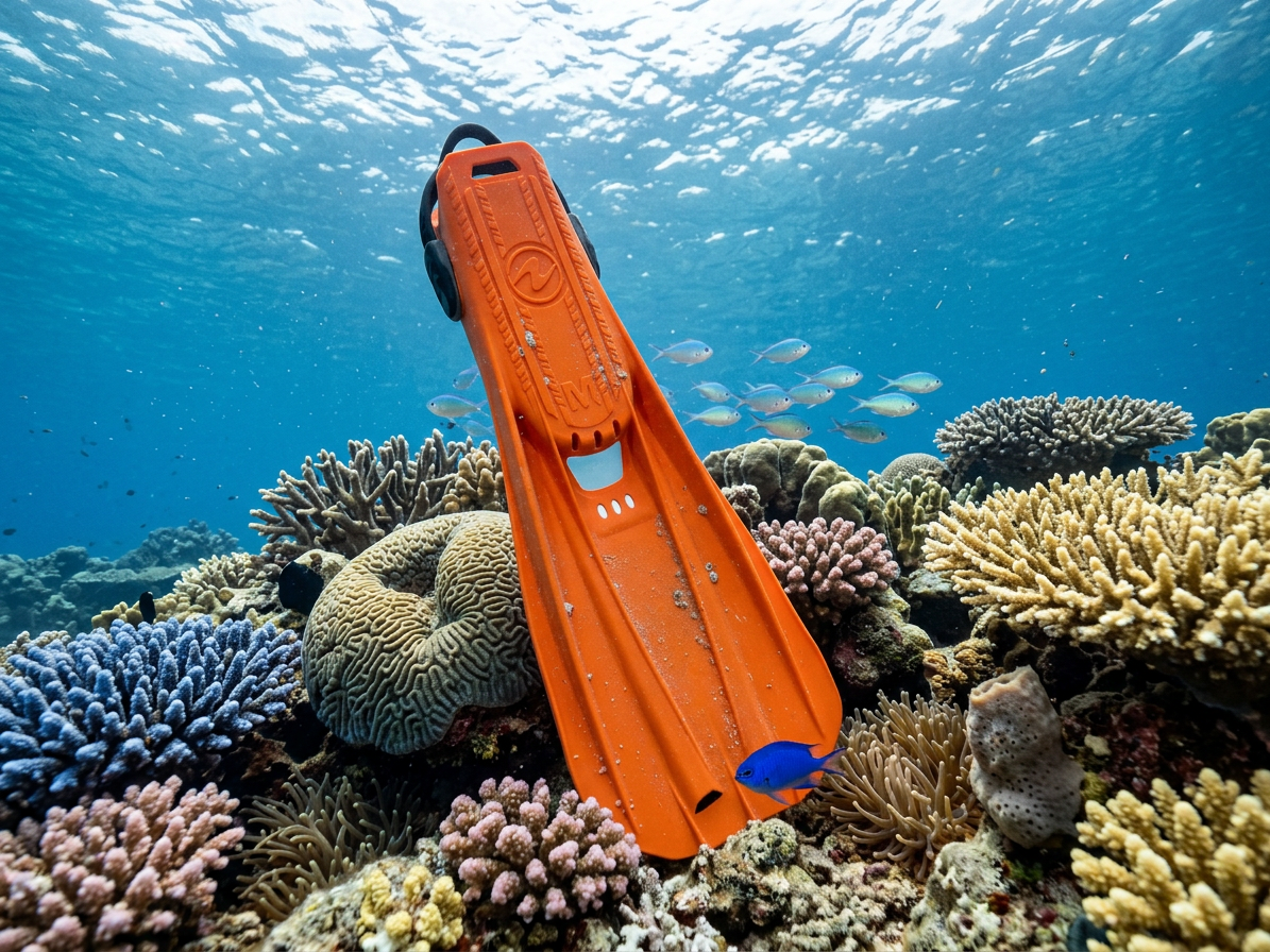Aqualung STORM MAX - Oranžové páskové ploutve pro neoprenové boty
