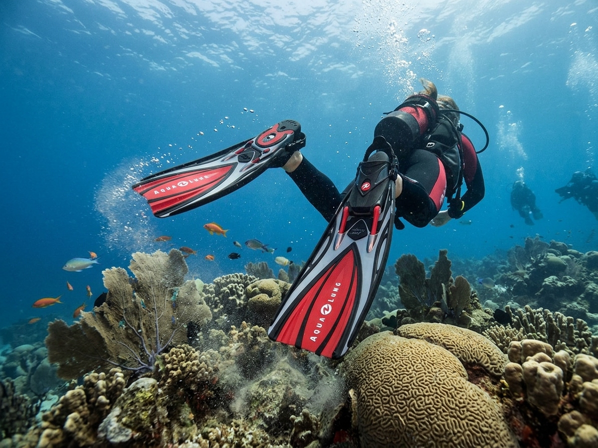 Aqualung Technisub SLINGSHOT ESBS, červené páskové ploutve