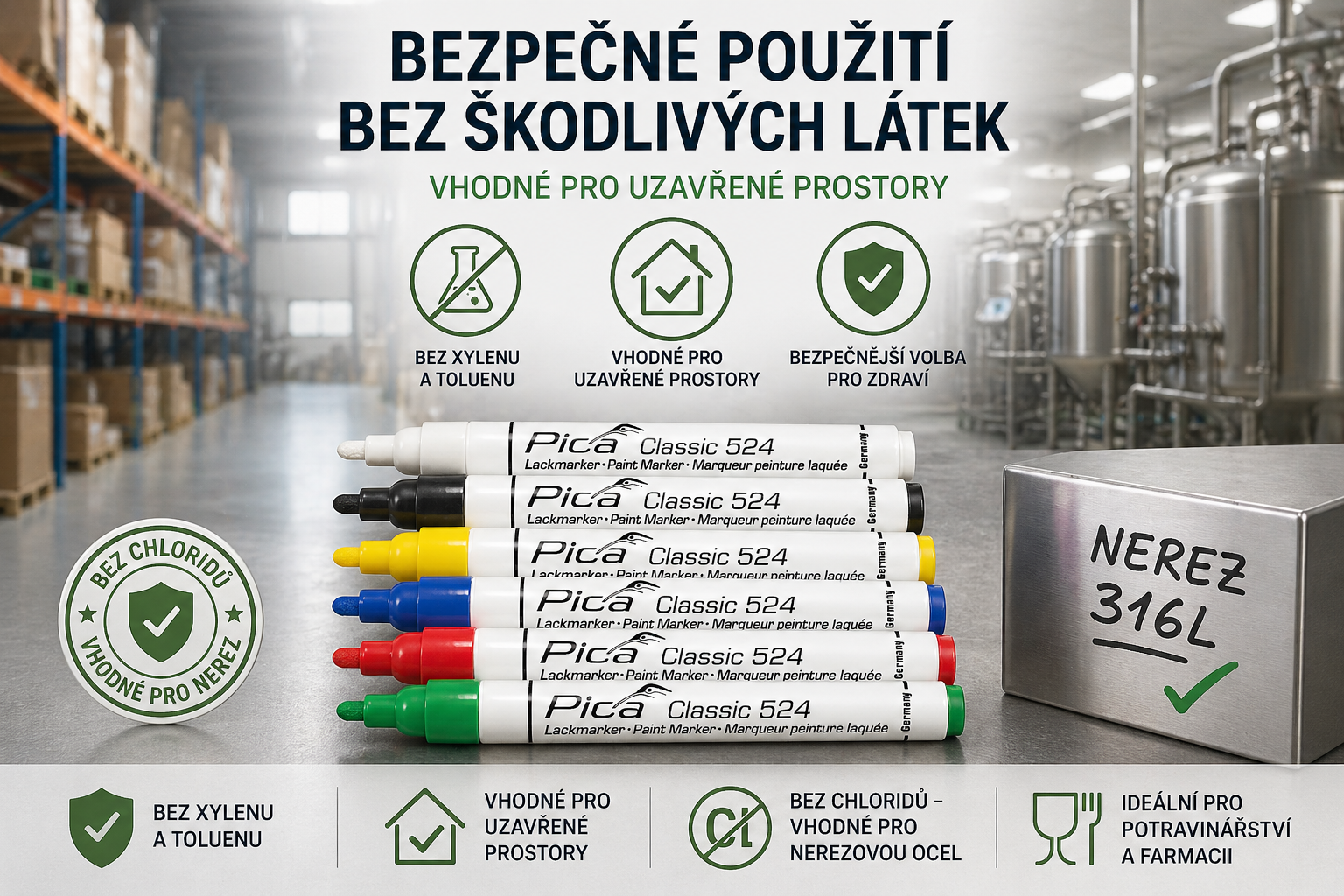Pica | Classic 524 lakový popisovač 2–4 mm – kontrastní značení