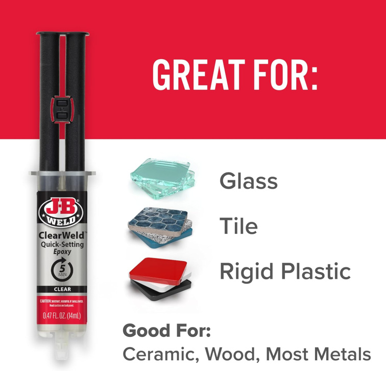 J-B Weld | ClearWeld™(14 ml) – čirý rychletvrdnoucí epoxid - tuhne 5 min