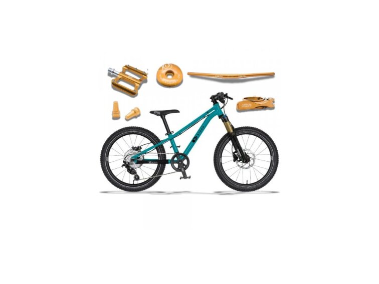 KUbikes 20S MTB Disc Tyrkys - laser Gold, 8,8kg, lehké dětské kolo
