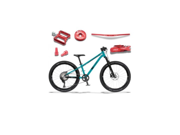 KUbikes 24S Trail AIR - Tyrkys - laser Red, 9,7kg, lehké dětské kolo