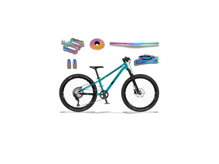 KUbikes 24S Trail AIR - Tyrkys - laser Rainbow, 9,7kg, lehké dětské kolo