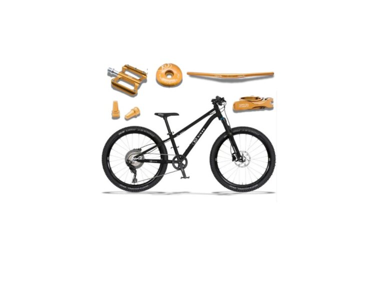 KUbikes 24S Trail AIR - Black - laser Gold, 9,7kg, lehké dětské kolo