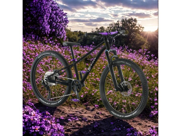 KUbikes 24S Trail AIR - Black - laser Purple, 9,7kg, lehké dětské kolo