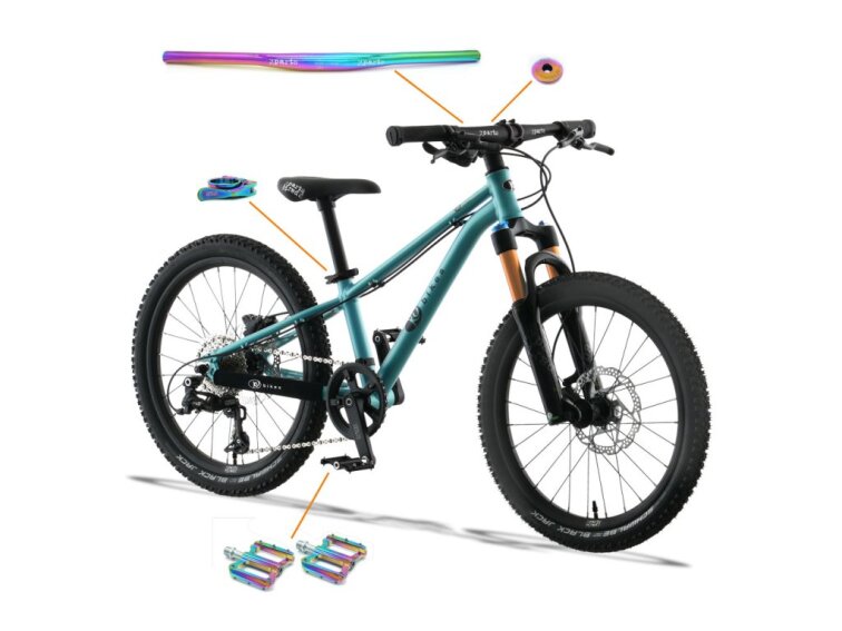 KUbikes 20S MTB Disc Tyrkys - laser Rainbow, 8,8kg, lehké dětské kolo