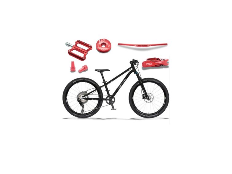 KUbikes 24S Trail AIR - Black - laser Red, 9,7kg, lehké dětské kolo