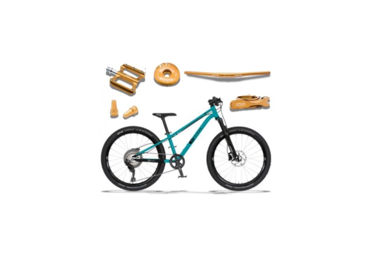 KUbikes 24S Trail AIR - Tyrkys - laser gold, 9,7kg, lehké dětské kolo