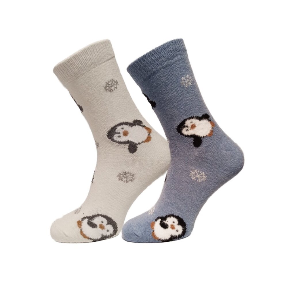 Ponožky teplé s vlnou s motivy tučňáků a oveček