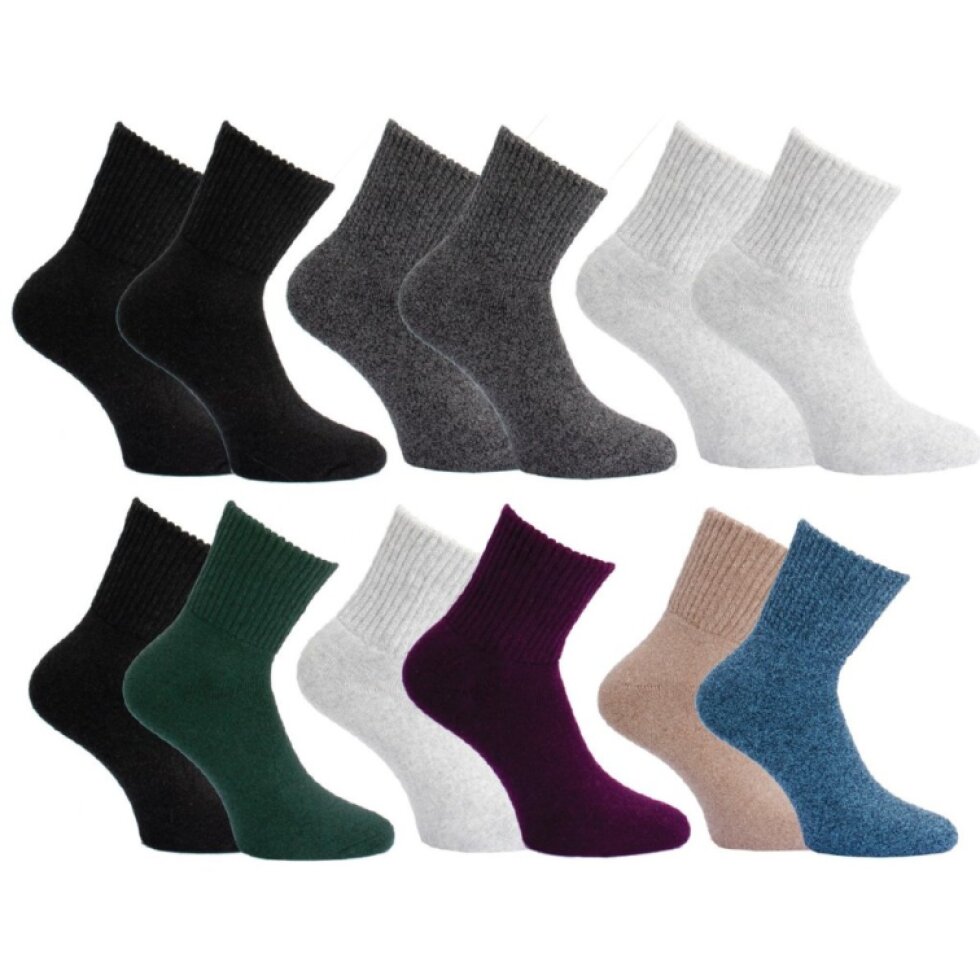 Dámské melírované kratší silné ponožky s volným vysokým žebrovaným lemem / 2 pár 38500